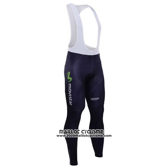 2016 Maillot Ciclismo Movistar Blanc et Bleu Manches Longues et Cuissard